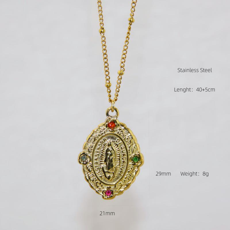 Virgin Mary Zircon Clavicle Necklace - European & American Fashion, Titanium Steel Jewelry