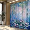 1pc Impressionist Water Lilies & Willow Branches Shower Curtain - Vibrant Pink Lilies on Tranquil Pond Design, Polyester Fabri