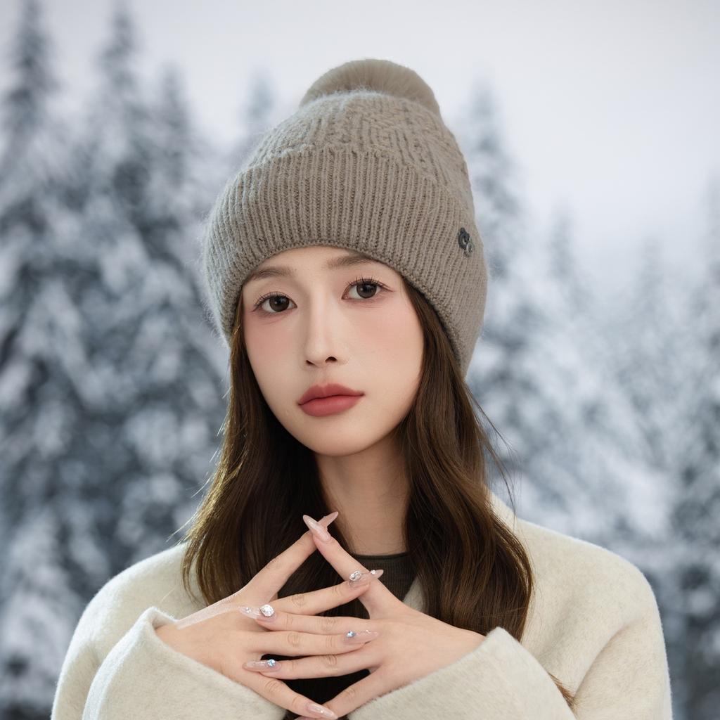 Hat Women's Winter Cycling Fleece Thickened Warm Wool Hat Ear Protector Knitted Hat