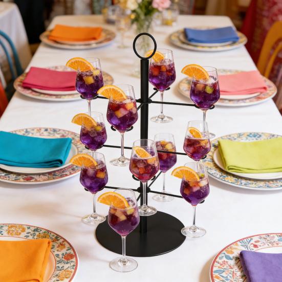 Stojan na koktejlový strom 3 patra 12 držáků Kovový držák na vystavení sklenic na víno Party Bar Svatba Koktejly Martini Margarita Stojan na nápoje z vína