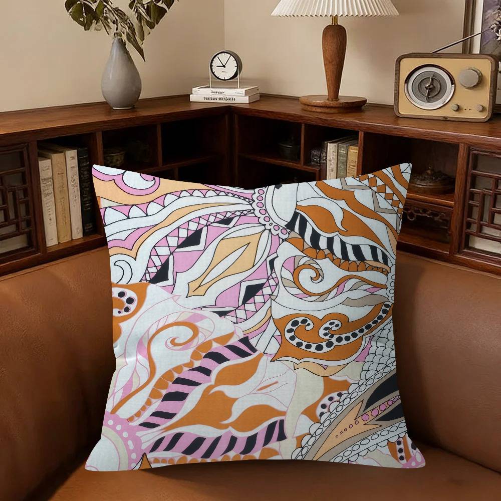 E-Emilio P-Pucci Logo Fashion  Cushion Cover Inches Farmhouse Decor Home Throw Pillow Covers for Couch Decorations