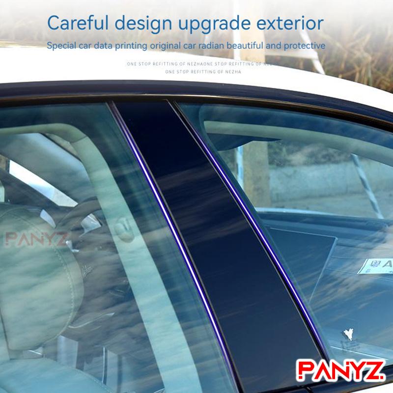 6Pcs Carbon fibre Car Door Window Trim Pillar Posts Decorative Cover Trim For Jaguar XE XEL 2015- Auto