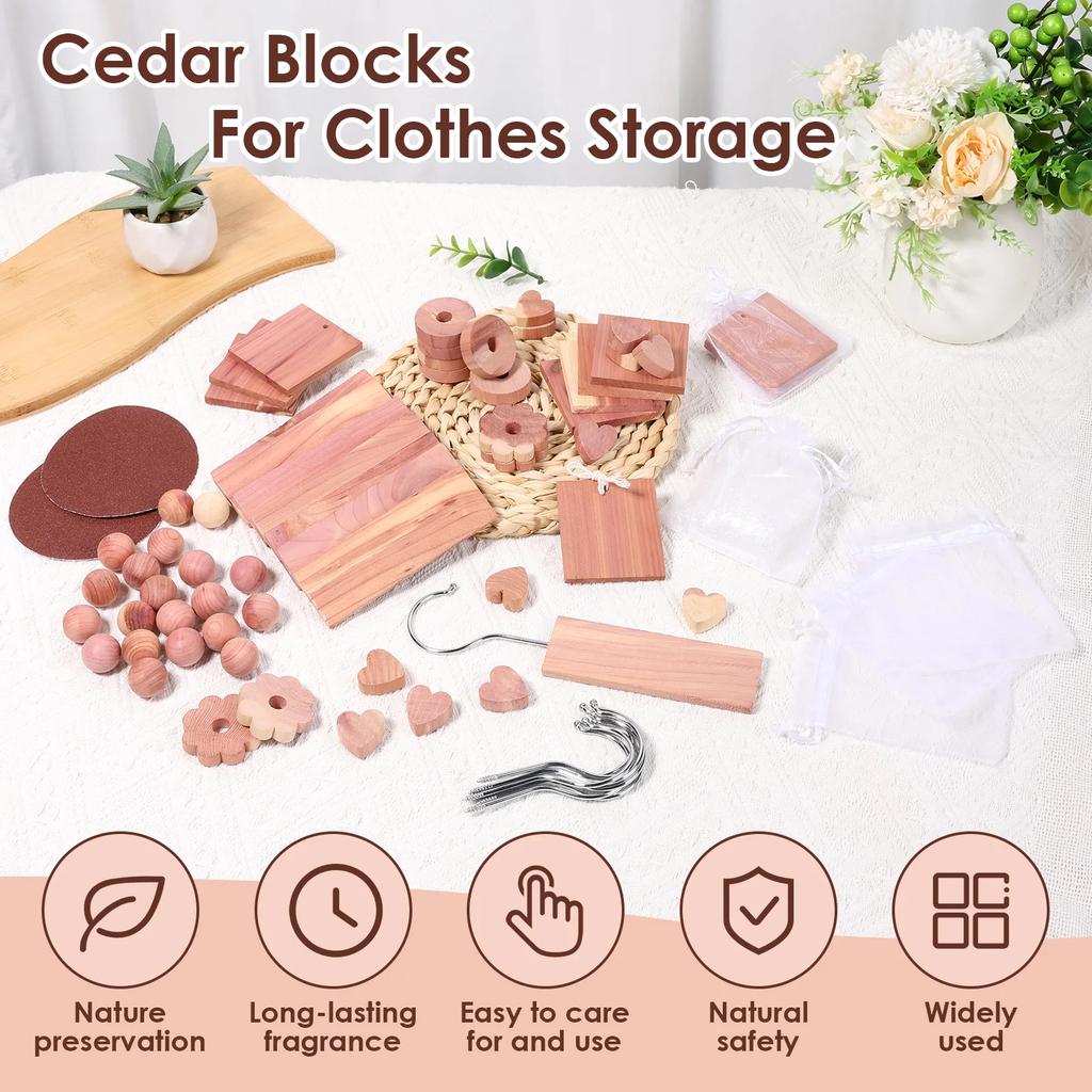 67 Peças Bloco de Cedro Armário Tábua de Cedro Aromática Estilo Sortido Odor Fresco Repelente de Insetos Guarda-roupa Bloco de Cedro Acessórios para Casa