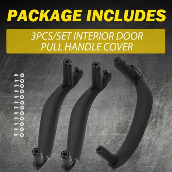 3PCS Car Interior Black Door Handle Cover Pull Trim For BMW X5 F15 2014-2018