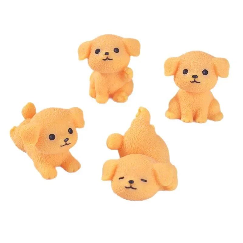 1/4pcs Figurines Miniatures Cute Dog Golden Dogs Micro Landscape Ornaments for Home Decorations Decor for Room Desk Accessories