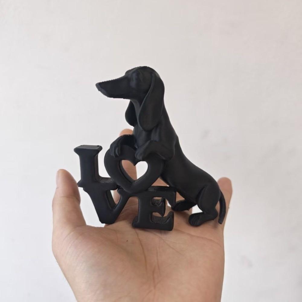 3D Printed Love Dog Ornament Cute Dog Statue Funny Animal Sculpture Dog Lover