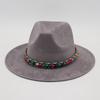 Men And Women'S Ethnic Style Felt Hat, Big Eaves Hat, Western Cowboy Hat, Horn Woolen Jazz Top Hat