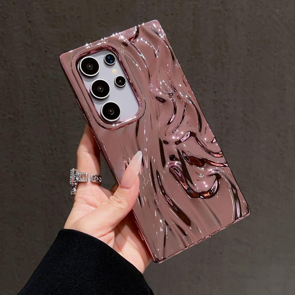 3D Pleated Electroplated Solid Color Drop-Proof Phone Case for Samsung S25 Ultra/S24 Plus/S23