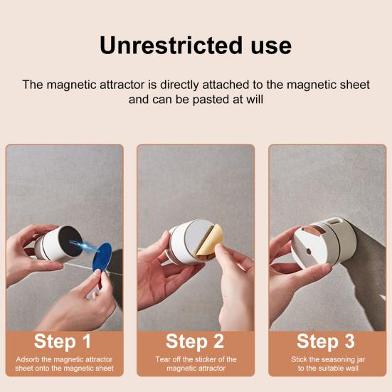 Magnetic Spice Jars Set Wall Mounted Measuring Dispenser with Clear Window Leak-Proof Salt And Pepper Organizer for Sugar