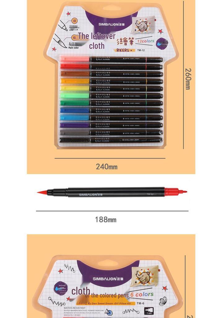 Lion Fabric Paint Pen TM-6: Multicolor Art Paint Set for DIY Canvas Shoes & Kids' Projects