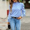 Women Loose Printed Blouses Long Sleeve Round Neck Commuting Autumn Winter