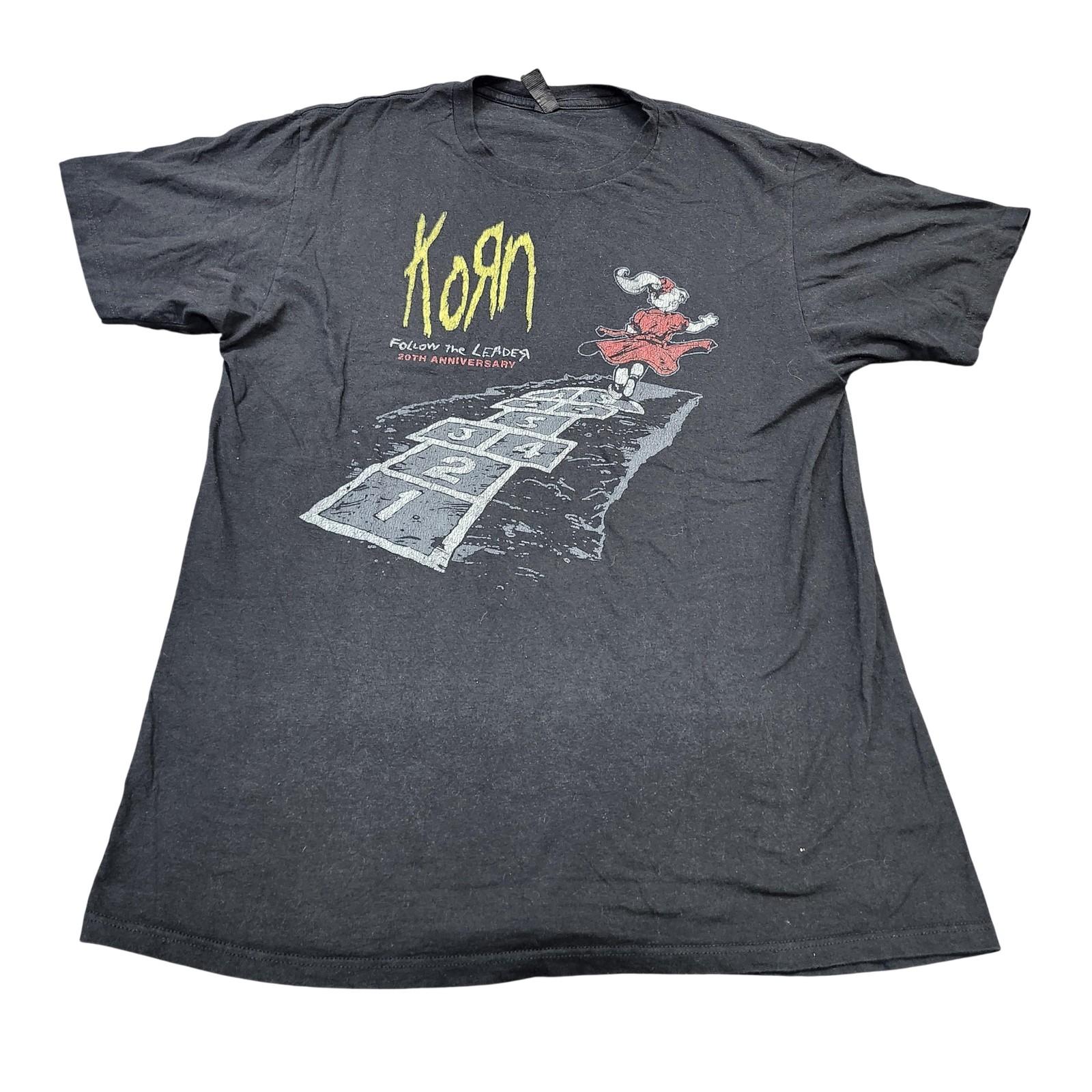 Optima Shirt Mens Large Black Korn Follow The Leader Graphic Tee Rock Band Unisex T-Shirt L