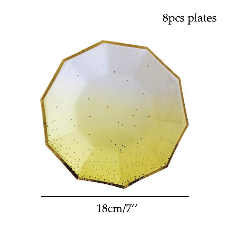 Party Teller Rosa Regenbogen Goldpunkt Speiseteller/Becher/Strohhalme/Serviettenteller Party Geburtstag Hochzeitsfeier Event Tischgeschirr Dekoration
