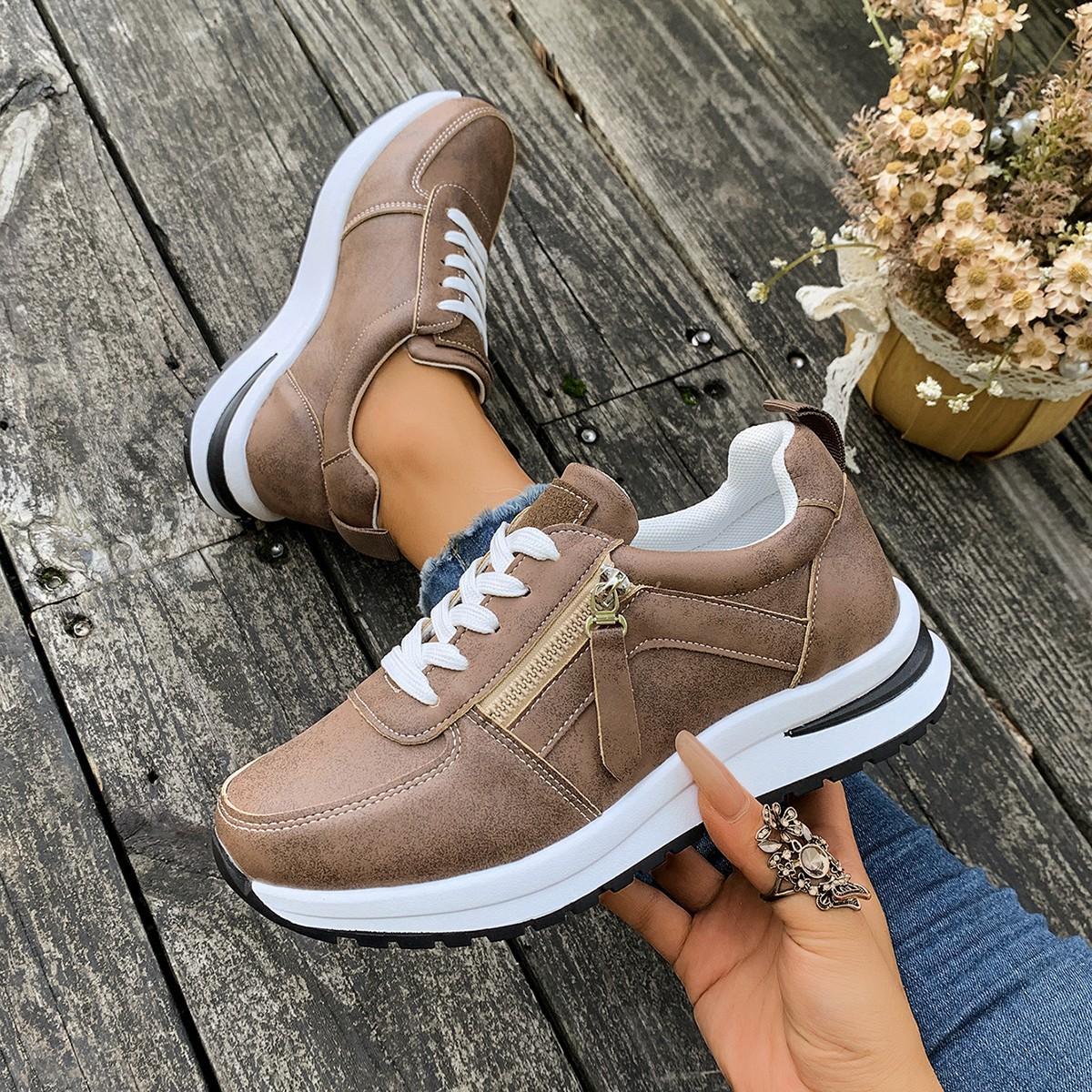 

Модные женские повседневные туфли Модные дышащие сетчатые кроссовки для ходьбы и бега Женские кроссовки 2025 Вулканизированная обувь Женская обувь 37 коричневый