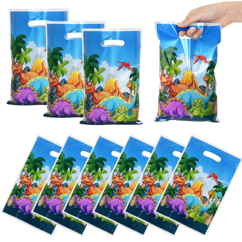 10/20/30pcs Dinosaur Gift Bag Kids Jungle Animal Birthday Party Decoration Supplies Plastic Candy Cookie Packaging Bag for Guest