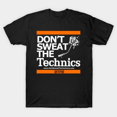 Asian Size Men Black Print T-shirt Don'T Sweat The Technics No-Cut Heat Transfer Print Cotton Tshirt