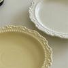Embossed Design Ceramic Dessert Plate Round Shape Western Dining Tableware  Household Use