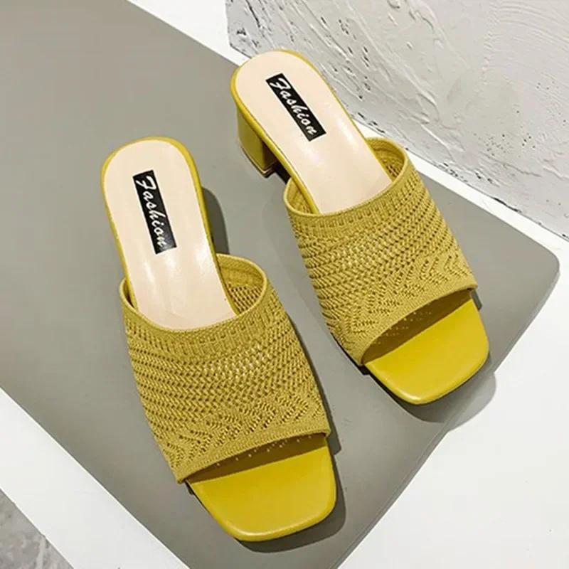 Fashion Women Slippers Closed Toe Comfort Slippers Women Fashion Outdoor Sandals Women Medium Heel Slippers