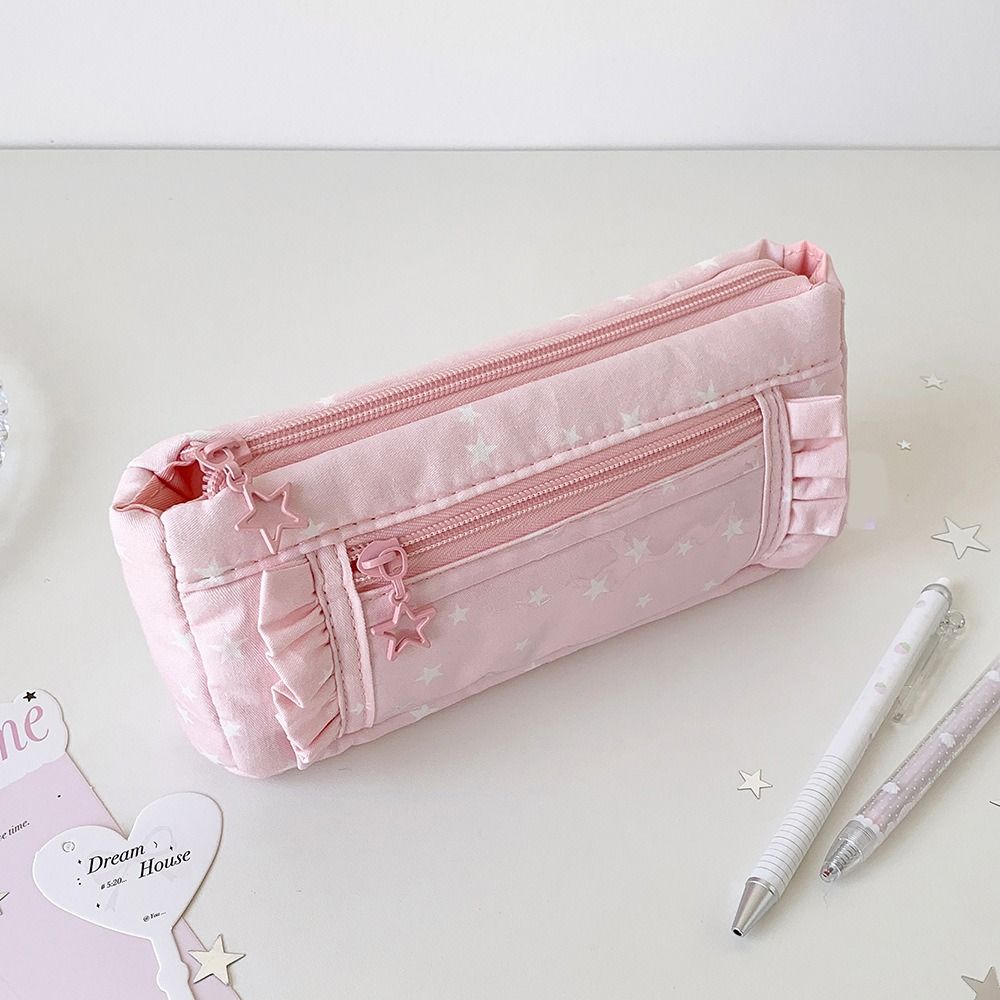 Printed Star Pencil Case Large Capacity Makeup Bag Trendy Pen Organizer School Office Supplies