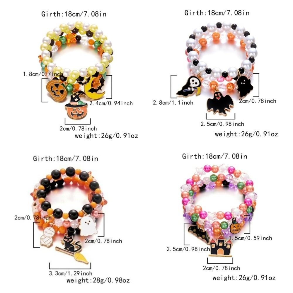 3pcs Gothic Style Pumpkin Pendant Bracelet Zinc Zinc Zinc Alloy Colorful Beaded Bracelet  Party