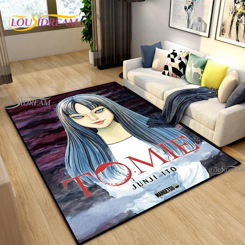 Junji Ito Art Fear Carpet for Living Room Bedroom Table Decor Yoga Area Rug Kitchen Kid Un-slip Floor Mat Alfombra Birthday Gift