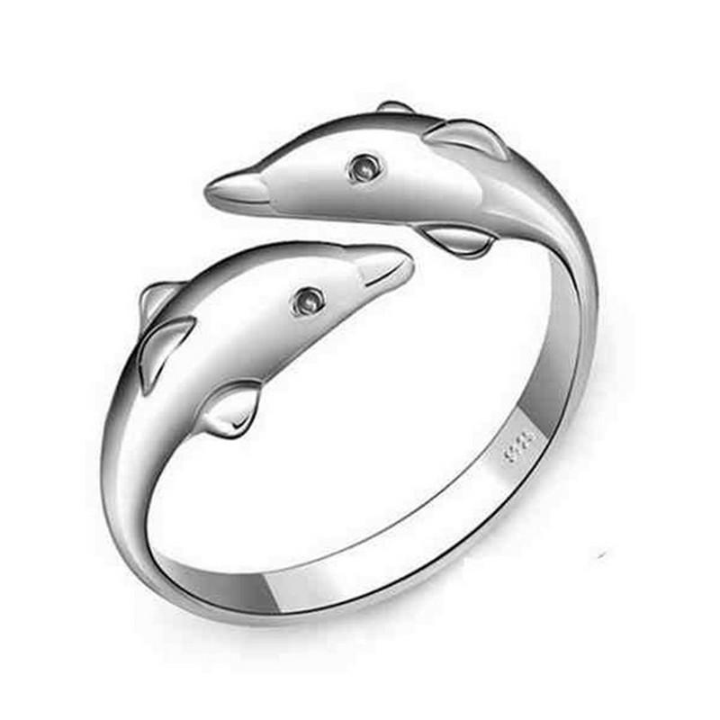 

Double Dolphin Open Ring срібний