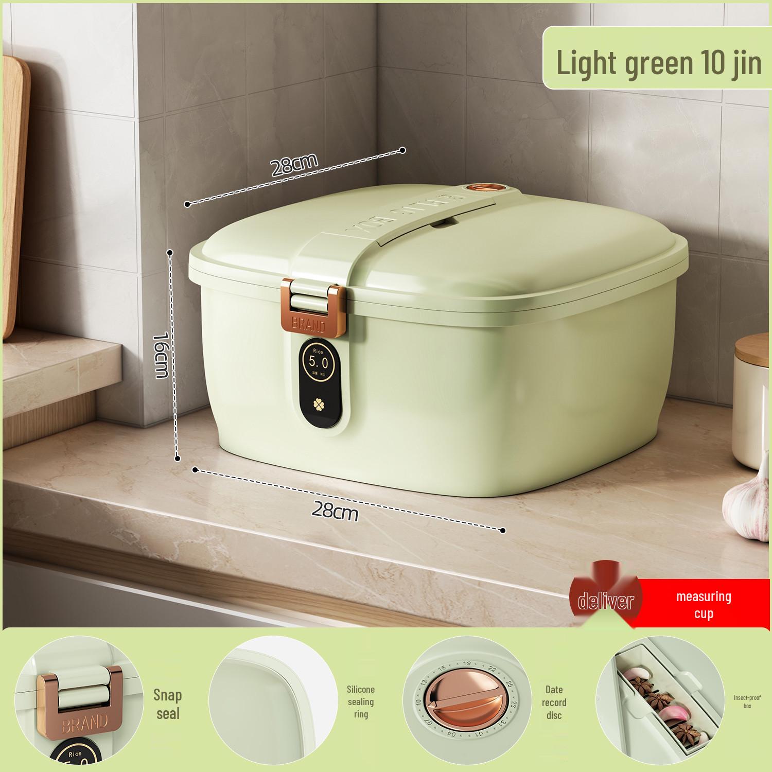 Moisture-Proof, Insect-Proof Rice and Grain Storage Bin with Sealable Lid for Household Use