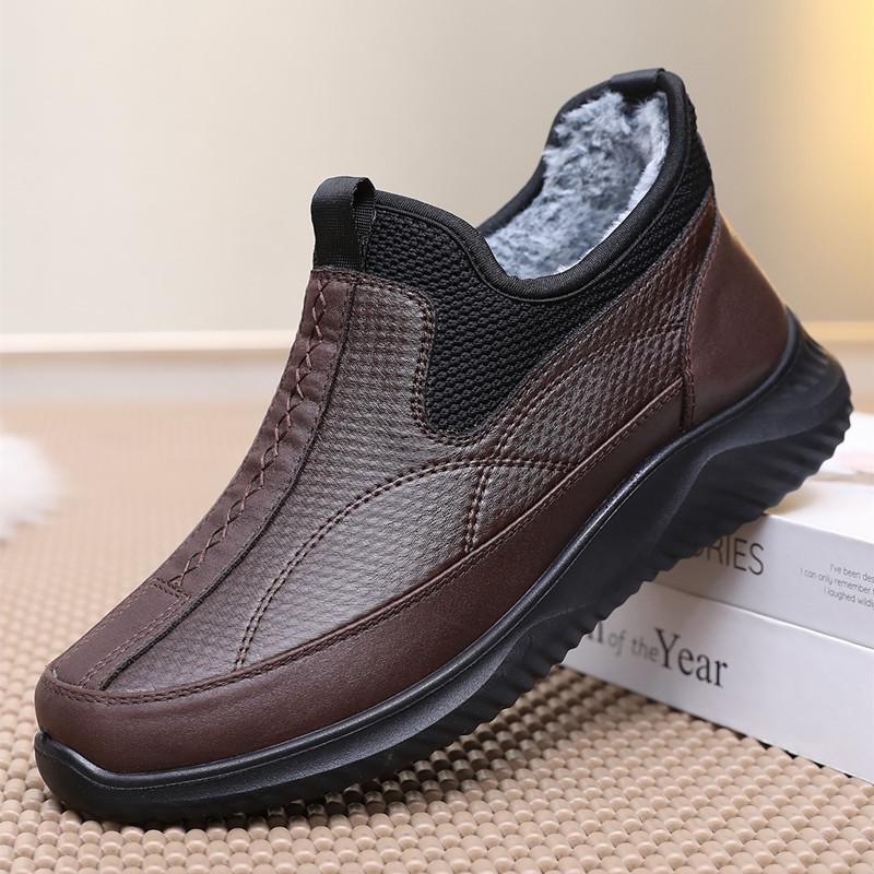 

Мужские зимние водонепроницаемые нескользящие плюшевые хлопковые ботинки для пожилых 44 коричневый