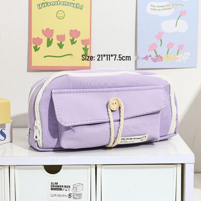 Japanese-Style Large-Capacity Pencil Case for Students - Simple Stationery Box for Elementary to High School