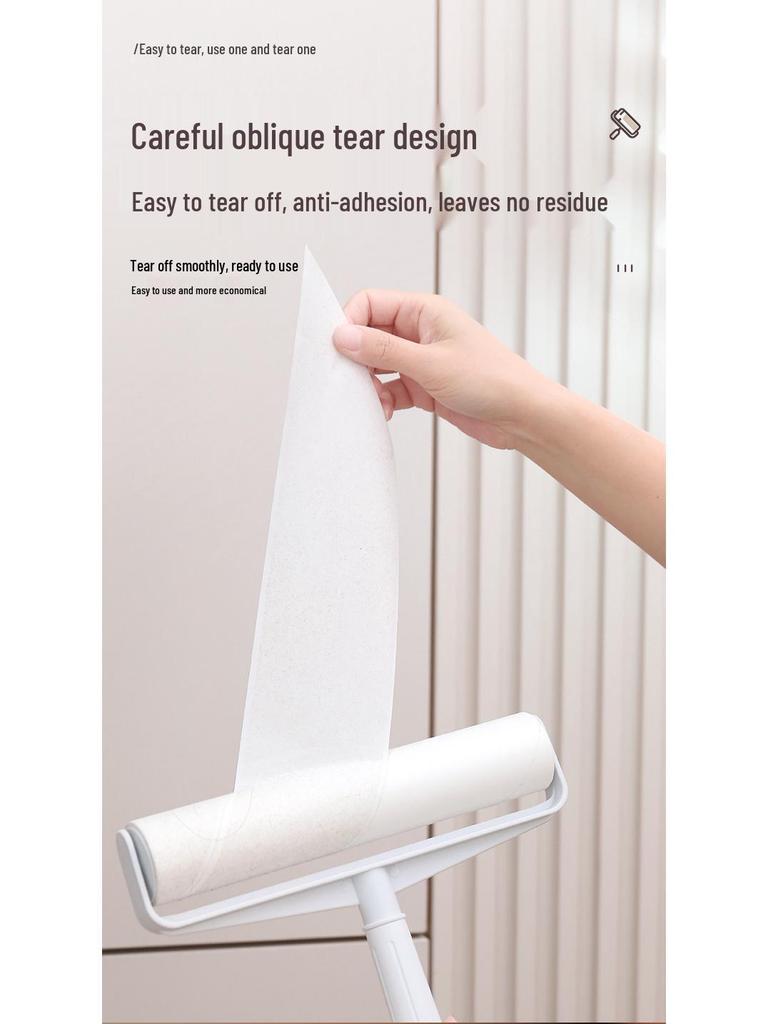 Fusselrolle mit langem Griff: Haar- und Staubentfernungs-Klebepinsel mit abreißbaren Rollen für Boden und Bett.