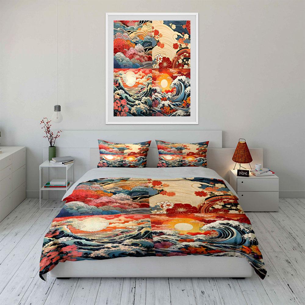 Japanese Style Decorative Set Multiple Sizes Kid'S And Adults' Bedroom Exquisite 3Pc Bedding Set, Gift