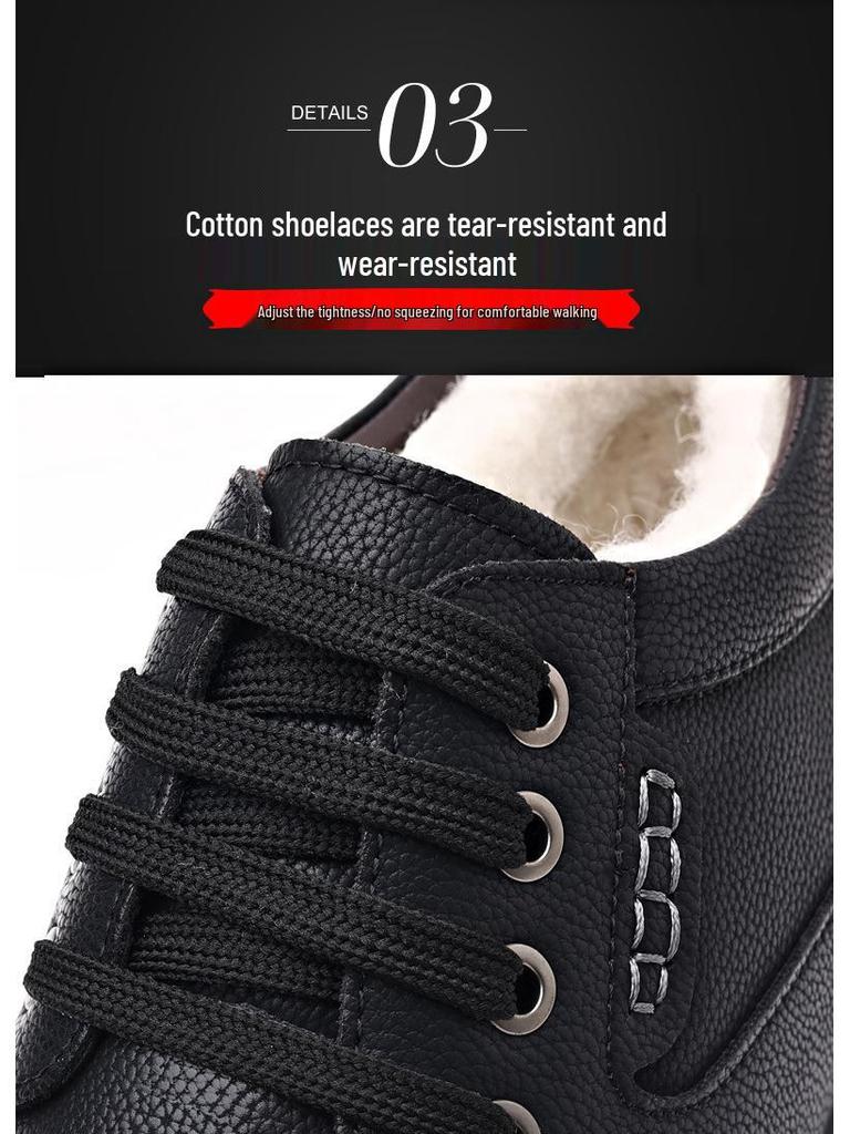 Pánské zimní protiskluzové bavlněné boty s velurovou podšívkou - Neformální venkovní obuv pro tatínky středního věku