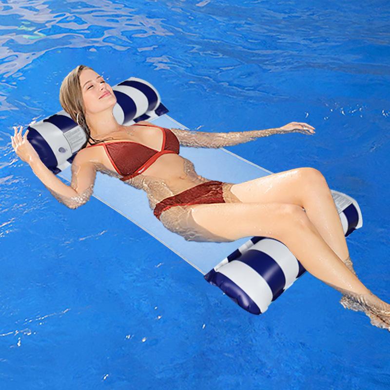 Pool Striped Print Floating Water Mesh Chair Inflatable Recreation Lounge Chair Pool Beach Ocean 4 or 2 Floating Hammock Adult Size Floats Bed