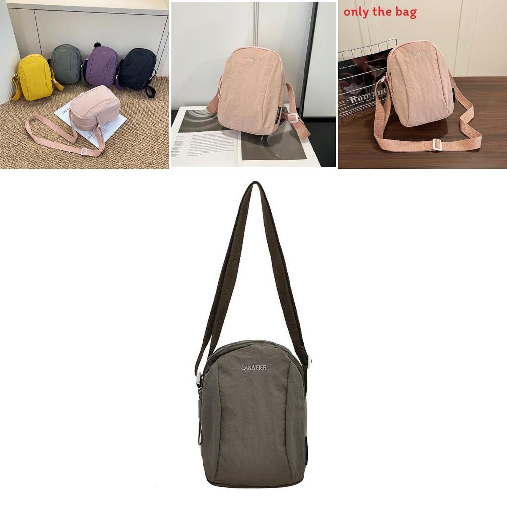Nylon Small Crossbody Bag For Women With Solid Color And Letter Embroidery Design For Daily Casual Use