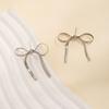 1 Pair Metal Bowknot Earrings Long Short Herringbone Tassel Luxury Elegant Women Girls Knotted Dangle Earrings Fashion Accessories Birthday Gift