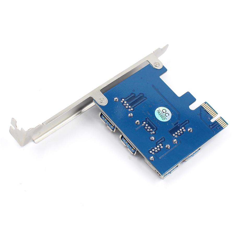 1 Pcs PCI Express 1 To 4 PCIe Riser Card USB 3.0 Port Multiplier Card Adapter