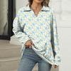 Women's Summer Fashion Casual  Printed V-Neck Long Sleeve Shirt Top