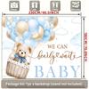 2D Blue Themed We Can Bearly Wait Baby Shower Photography Background Banner