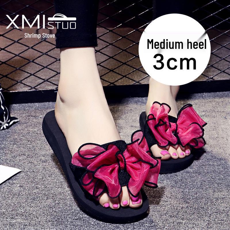 

Женские летние шлепанцы на танкетке с дизайном бабочки и цветка - Нескользящая толстая подошва, пляжные сандалии 33