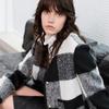 Sancai Women's 2025 Winter Retro Plaid Short Wool Coat