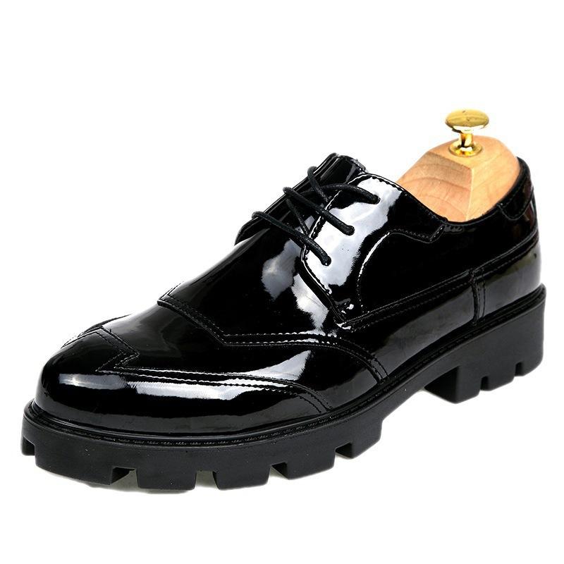 Men's shoes autumn patent leather casual shoes men's lace-up small leather shoes foreign trade simple single shoes outdoor business leather shoes