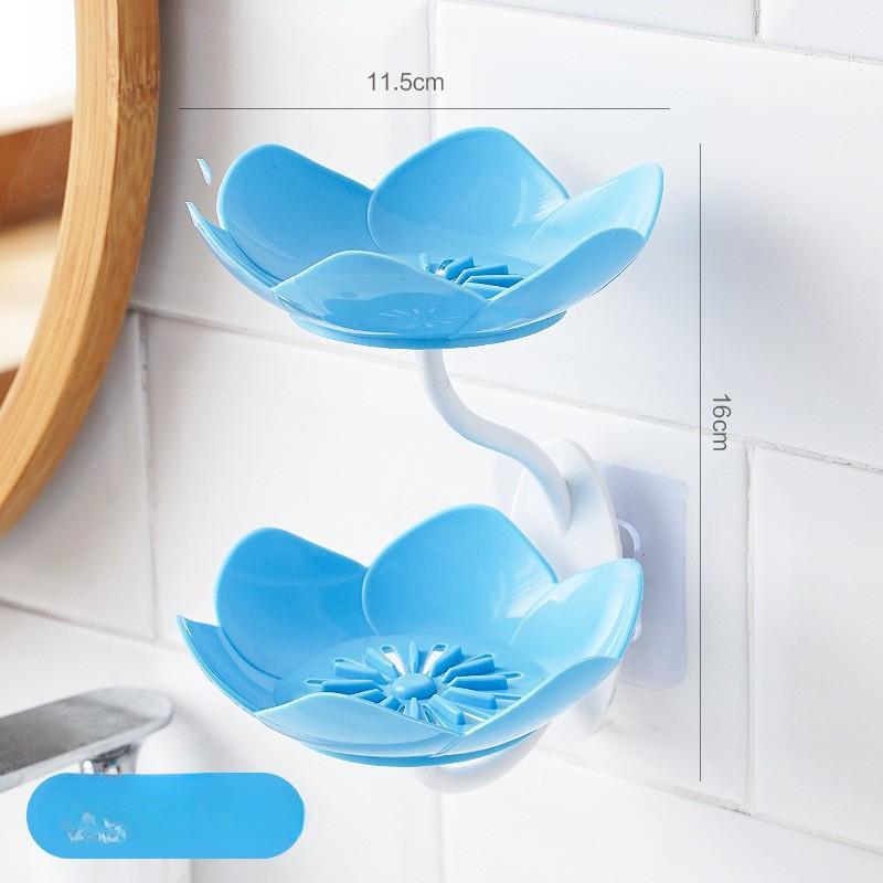 Soap Box Soap Box Wall Hanging Drain Lotus Double Layer Perforation-free Household Storage Shelf Magic Bathroom