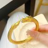 Gold Color Phoenix Open Bracelet Women's 999 Gold Bracelet with Jade Carving