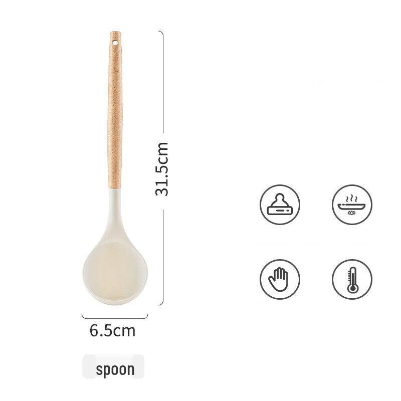 Wutuo Wooden Handle Silicone Kitchen Utensil Set
