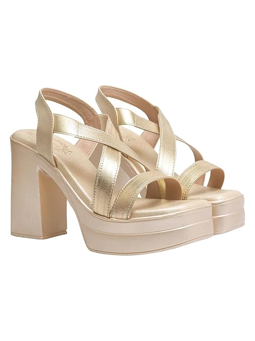 Shoetopia Sandals Stylish Comfortable Slip-On Slides Soft Cushion Block Heel Footbed Anti-Slip Sole Perfect for Daily Casual Footwear EU35 21CM золотистый 2760₽