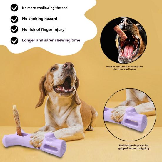 Bite Resistant Dog Toys Treat Stick Holder, Prevents Choking, Rubber Chew Toy, Stress Relief for Dogs Branch Shape, Teeth Cleaning Toy Small