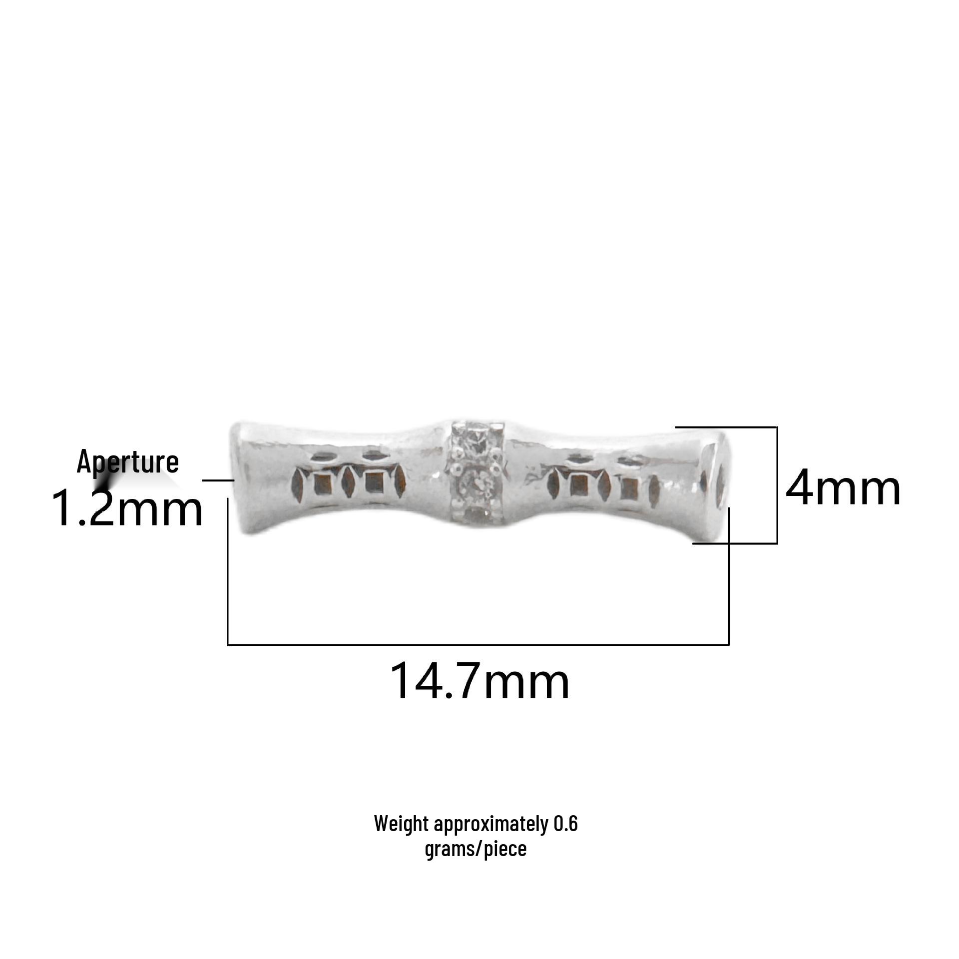 Sterling Silver Bamboo Tube Rhinestone Bead for DIY Crystal Bracelets and Necklaces Pure Silver 999