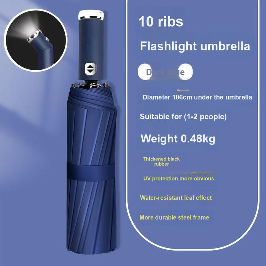 Novo Guarda-chuva com Lanterna LED Combo Guarda-chuva Dobrável Multifuncional com Luz Forte, à Prova de Vento e Protetor Solar - Fábrica