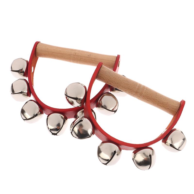 Handbell Hand Bells With 5Pcs/7Pcs Jingle Bells Wood Handle Musical Instrument Bell Toy Gift For School Music Class Home Daycare