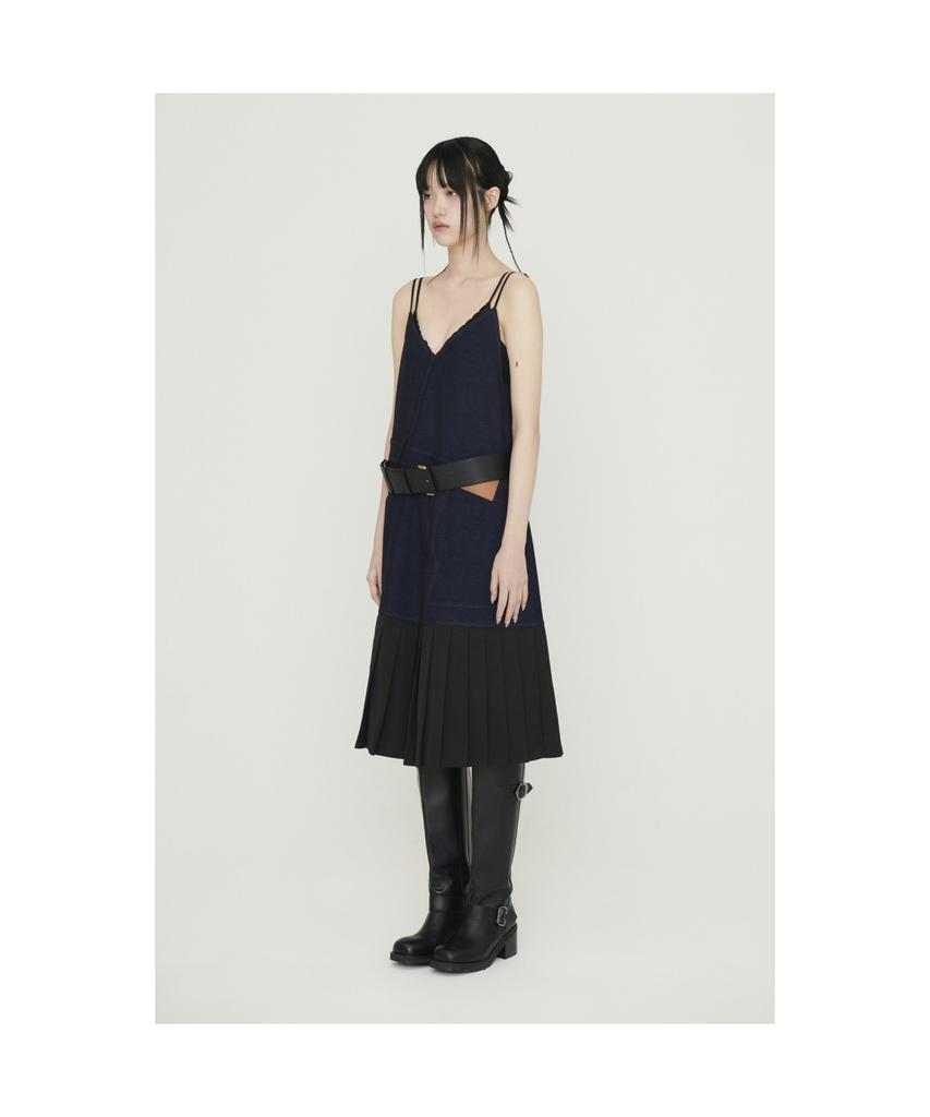 LUCKY CHOUETTE Pleats Colored Denim-Like Dress (Dark Navy) Lfdas25250Nyd
